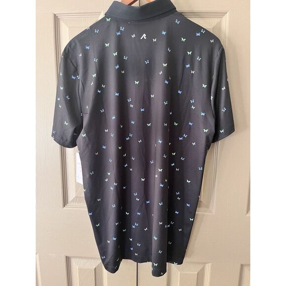 New Redvanly Black with Butterflies Fullerton Polo Golf Shirt Mens M‎ - Picture 3 of 6
